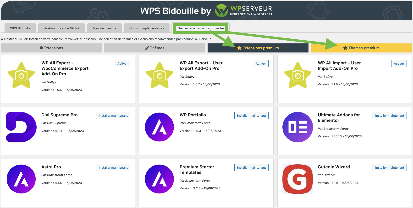 Installez rapidement les extensions et thèmes offerts dans votre abonnement WPServeur avec le plugin WPS Bidouille !