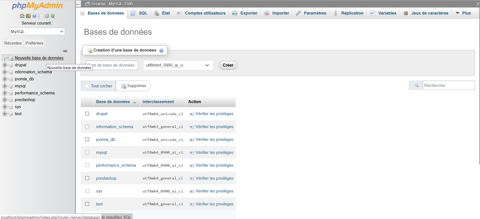 Créez des bases de données avec PHPMyAdmin