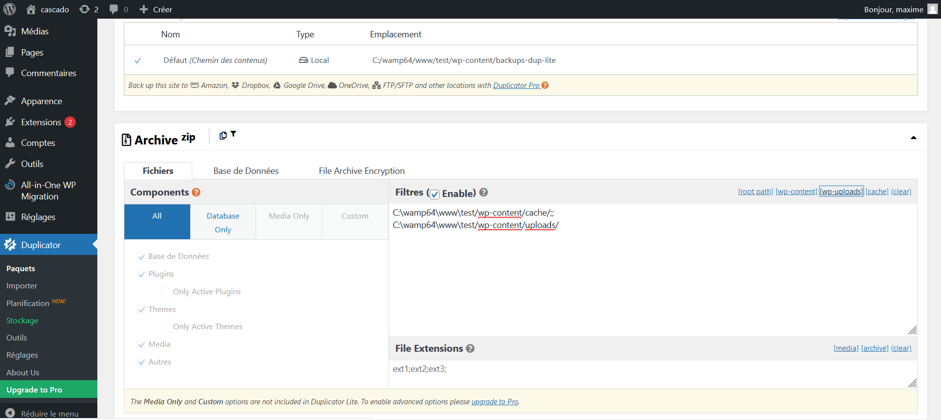 Duplicator : des réglages très simples pour transférer votre WordPress