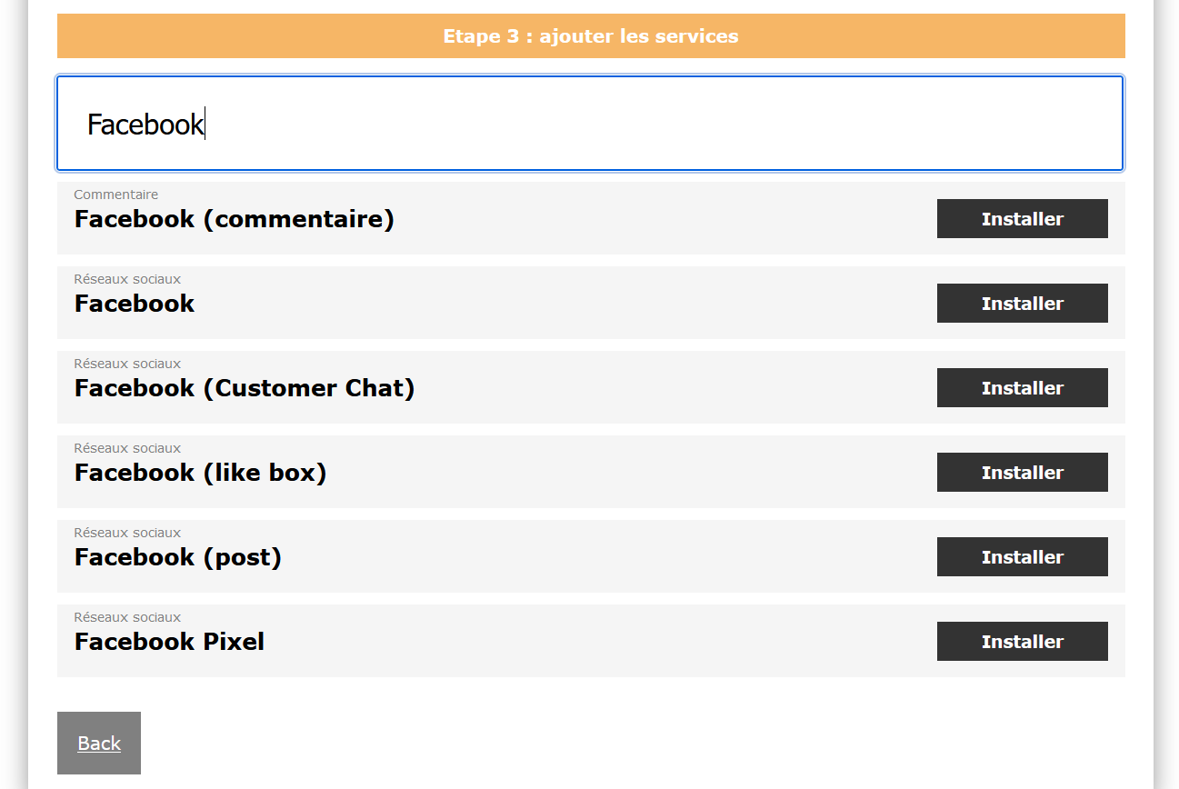 Renseignez les services utilisés