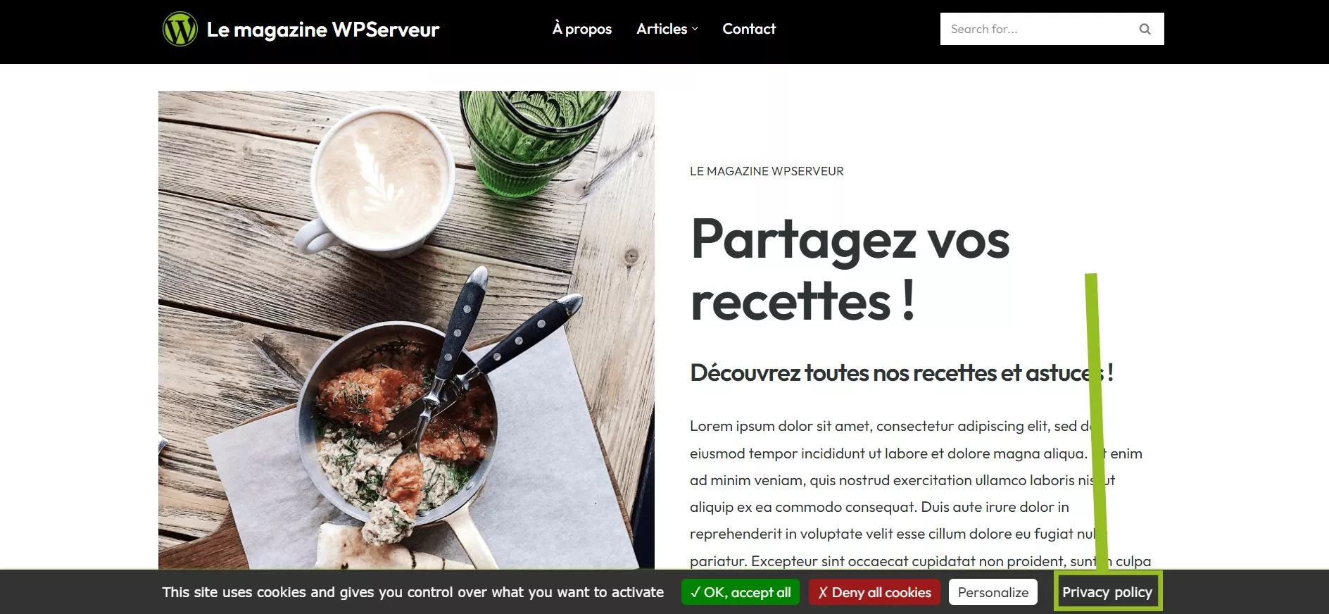 Incluez un lien vers votre politique de confidentialité
